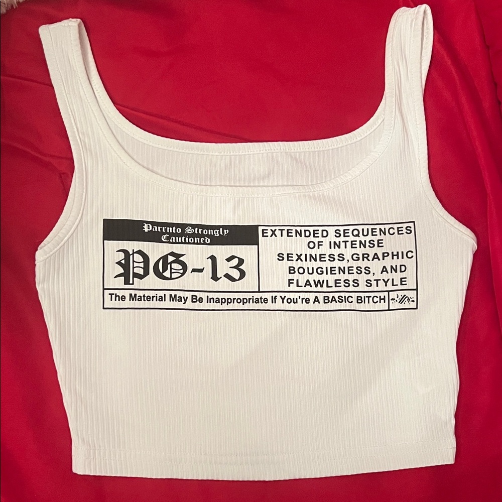 White Graphic Crop Top